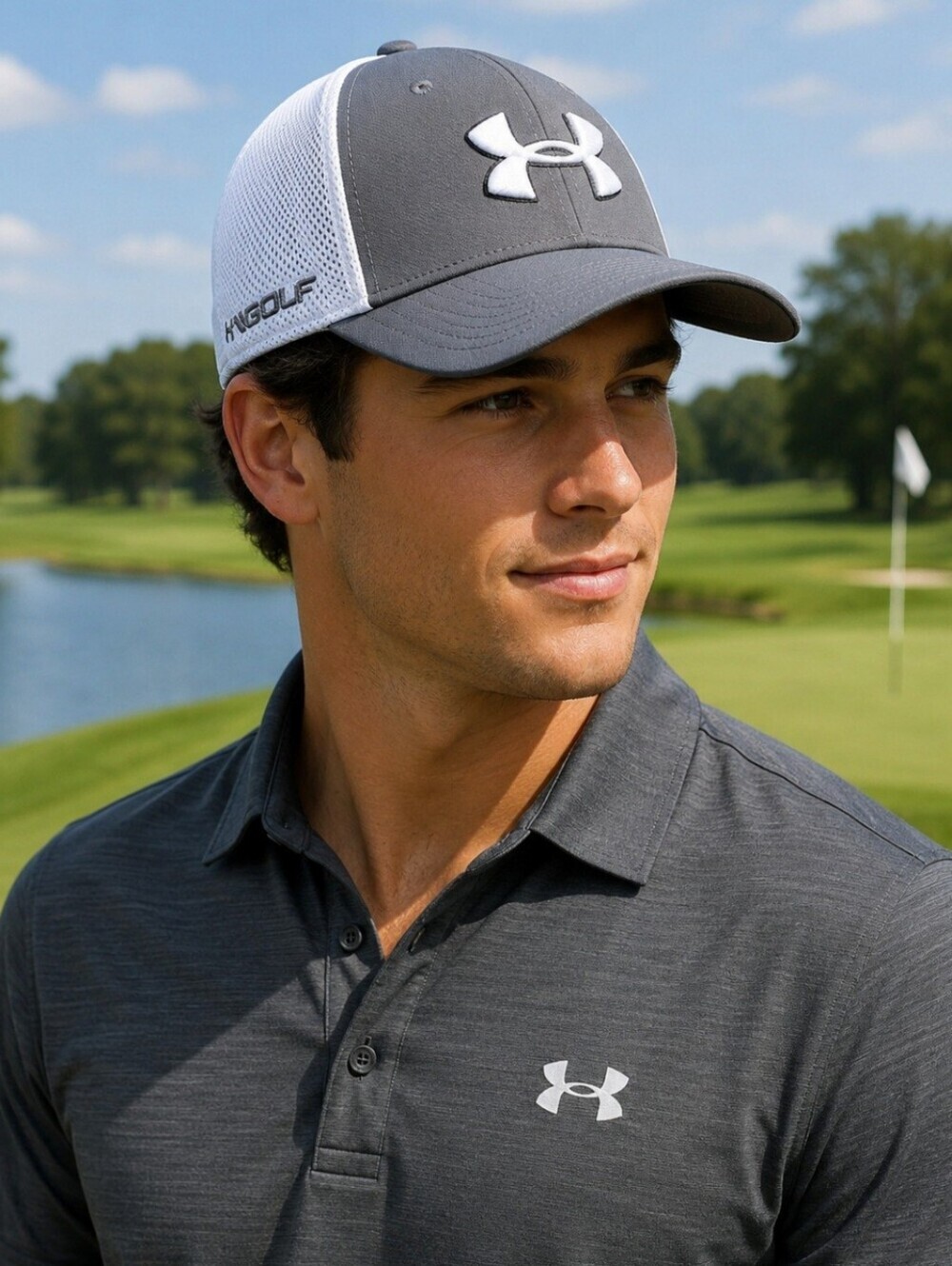 Under Armour Men's Golf Mesh Stretch 2.0 Fitted Hat Gray White Size Med/Large
